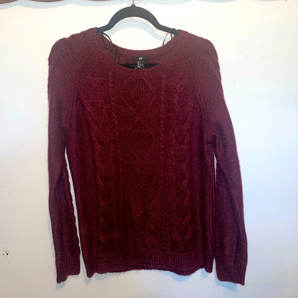 H+M Burgundy Cable Knit Sweater